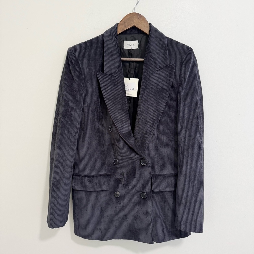 Vicolo NWT Gray Blue Corduroy Giacca Blazer